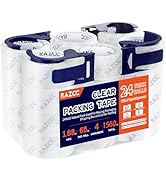RAZCC Packing Tape, 24 Rolls Clear Heavy Duty Packaging Tape with Dispensers for Packing Shipping...
