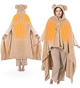 Bearbug Cordless Heated Blanket, Portable Wearable Electric Heated Blanket Shawl Hoodie Battery O...
