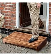 TINAMO 3 1/2" One Step Stool for Elderly - Acacia Wood High Riser Step Stool with Non-Slip Pads -...