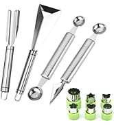 Klyuqoz Fruit Carving Tools Set of 10 - Stainless Steel Vegetable Carving Knife, Melon Baller Sco...