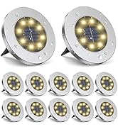 ZGWJ Solar Ground Lights,12 Pack Waterproof Solar Garden Lights, Upgraded Outdoor Garden Waterpro...