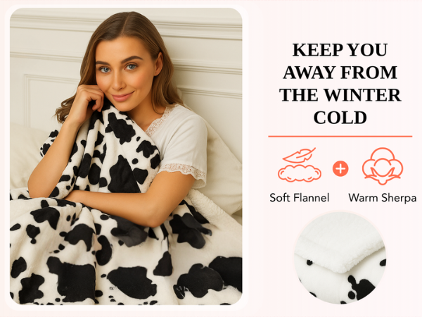 heated throw blanket cow print