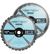 KEENTECH 12 Inch ATB Miter Saw Blade 32T and 80T Assortment for Wood Working, Compatible with 1 I...