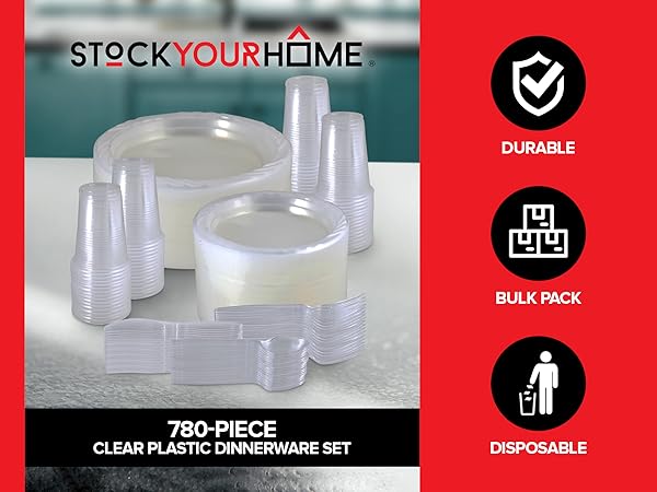 clear disposable tableware utensils napkins