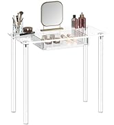 Eglaf Acrylic Makeup Vanity Desk - Clear Vanity Table with Drawer - Small Makeup Table Dressing T...