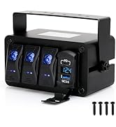 ULITECO 3 Gang Waterproof Aluminum Rocker Switch Box, 12-24V SPST ON/Off Toggle Switch Box with P...