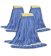 Matthew Cleaning Commercial Mop Head Replacement, 5 Inch Wide Headband, Looped End Cotton Blend S...