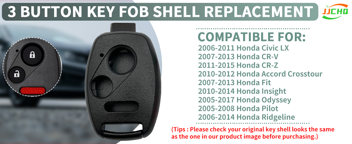 3 Button Key Fob Shell for Honda Civic LX Accord