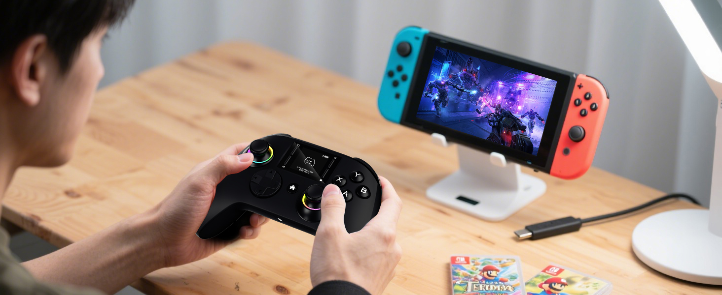 A person playing a game on Switch using a Controller Wireless