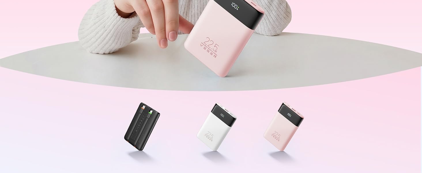 Compact Slim Power Bank, 22.5W Fast Charging, Airline Approved battery backup, 4 Outputs,3 Inputs