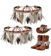 PH PandaHall Feather Hat Band for Cowboy Hats and Fedoras Bohemia Style Decorative Ribbon Belt Ha...