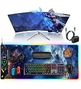 TopMade Wireless Charging Mouse Pad, RGB Gaming Mousepad, 35.4" x 15.8" Extra Large Waterproof Ke...