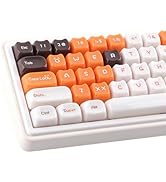 TYRIXKI Ceramic Jade Calico Cat Keycaps, 148 Keys Translucent Orange Jelly Cute Keycaps Mao Profi...