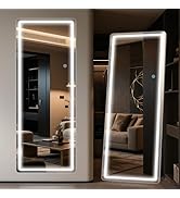 Antok LED Full Length Mirror, 59" x 22" Lighted Floor Standing LED Mirror Full Length,Hanging Mir...