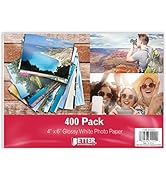 Premium Glossy Photo Paper, 4 x 6 inch, 400 Sheets, 200 gsm, Better Office Products, 4 x 6, 400-C...