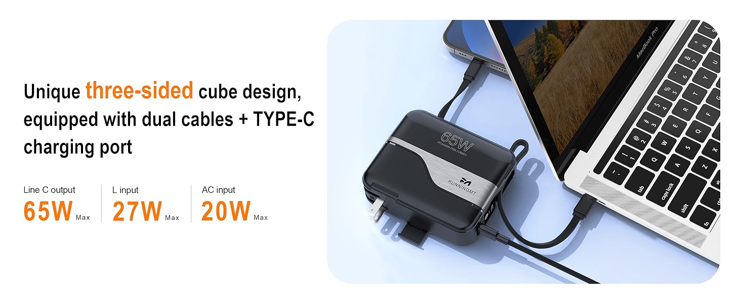 portable charger with built in cable