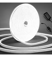 LED Neon Rope Light, 32.8Ft Cool White Dimmable Led Strip Lights, DIY Flexible Silicone Waterproo...
