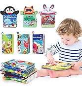 iPlay, iLearn Soft Baby Books, Infant Touch and Feel Cloth Book Set, Toddler Fabric Crinkle Senso...