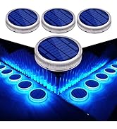 Blue Solar Deck Lights Driveway Dock Lights Solar Powered, Step Warning Lights for Outside Drivew...