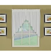 Today's Curtain, AMZ Orleans Scallop Curtain, White 38" Swag Pair, 60" W x 38" L, White