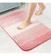 Walensee Bathroom Rug Non Slip Bath Mat for Bathroom (16 x 24, Ombre Pink) Water Absorbent Soft M...