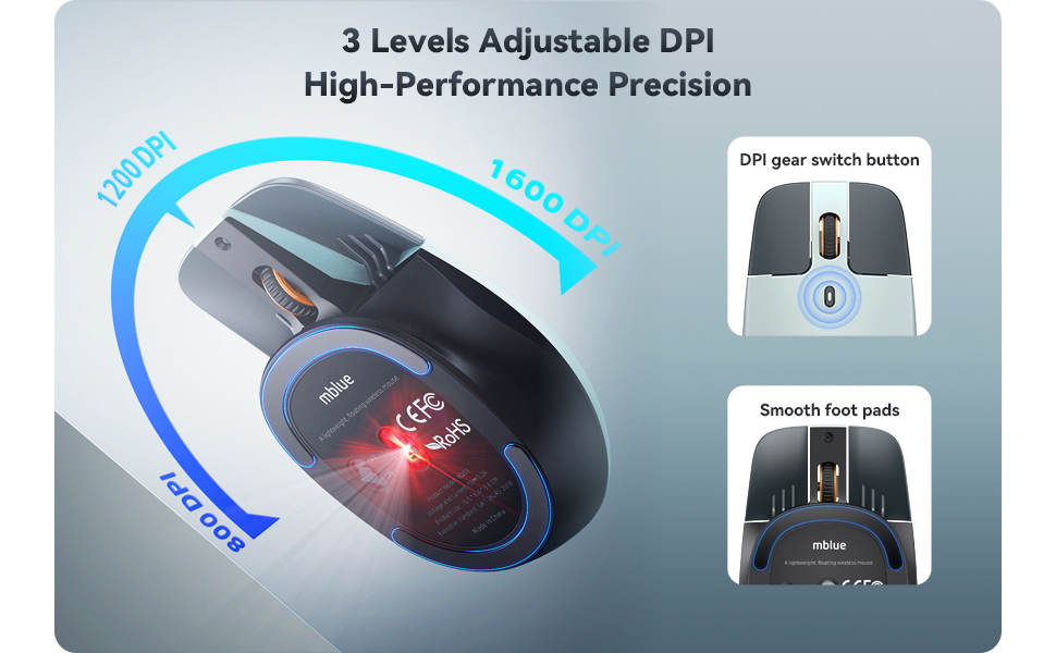 DPI adjustment,The laser provides good accuracy whether using a mousepad or just on a wooden table. 