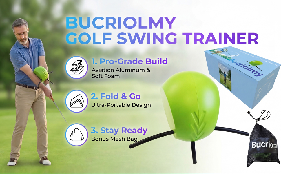 Lightweight, foldable aluminum golf trainer with carry bag for on-the-go practice.