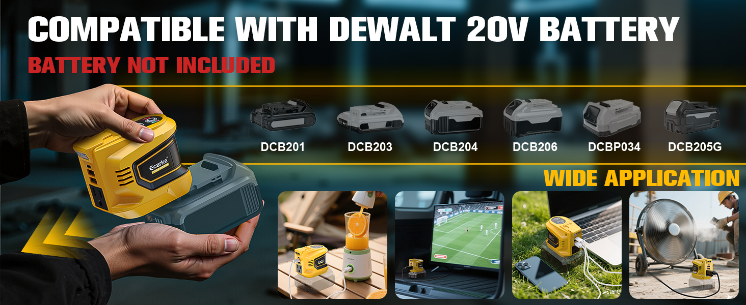 200W Power Inverter for DeWalt 20V Battery