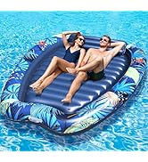 Sinbyuer 2026 Luxury 2 Person Inflatable Tanning Pool Lounger Float, 90 x 67 Inch Extra Large Inf...