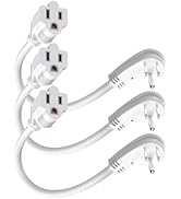 Short Flat Plug Extension Cord 1 Foot 14AWG/3C SJTW Heavy Duty Flexible Extension Cable 45 Degree...