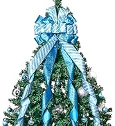 Christmas Tree Topper Christmas Wreath Bow, 52 * 13 inches Large Tree Toppers Bow with Glitter St...