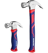 WORKPRO 2 Piece Claw Hammer Set, 8 oz Mini Stubby Claw Hammer&amp;16 oz Fiberglass General Purpose Cl...