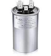 Frienda 45+5 MFD 45/5 uf ±6% 370V or 440V VAC Dual Run Round Capacitor, 45 5 Start Capacitor for ...