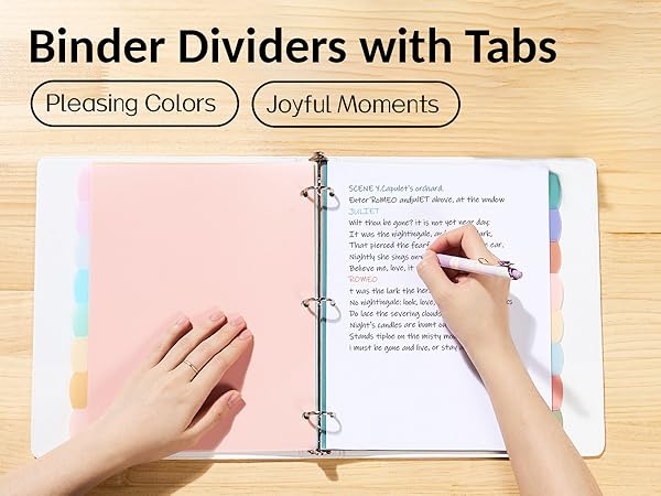 binder dividers with 8 tabs
