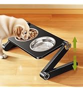 WISFISSH Elevated Dog Bowls, Adjustable Raised Dog Bowl Stand, Foldable Pet Bowls with Dual Stain...