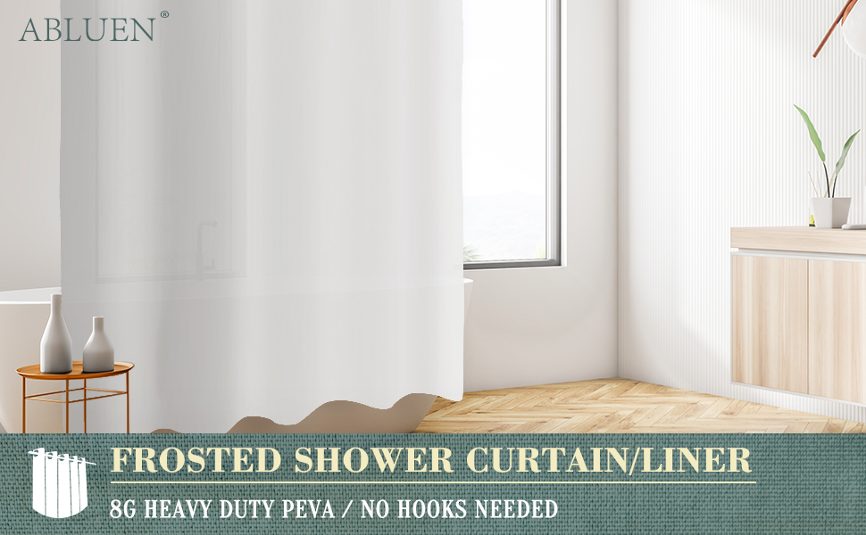 ABLUEN frosted shower curtain/liner