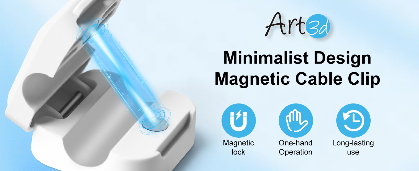 Art3d Minimalist Design Magnetic Cable Clip: One hand operation, Long lasting use, magnetic lock