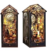 Kisoy DIY Book Nook Miniature Kit with 3D Wooden Puzzle, DIY Manual Book Stand for Bookshelf Inse...