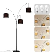 DLLT Modern Floor Lamp for Room: 3-Light Black Tree Dimmable Floor Lamps with Black Shades for Li...
