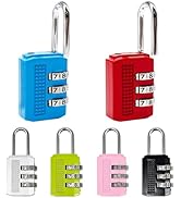 zDwfDc 6 Pack Locks for Luggage, 3 Digit Combination Padlocks Luggage Locks in 6 Colors Suitcase ...
