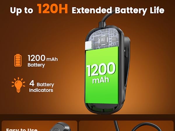 1200 mAh battery rechargable book light