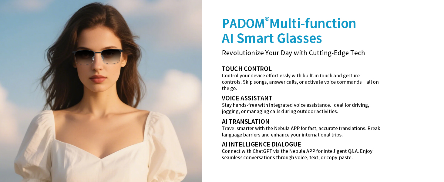 AI smart glasses for women &amp;amp; men, multi-function tranlator glasses