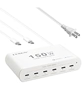 LVSUN 150W USBC Charging Station, GaN 6 Port USB (100W Max) Charging Hub Block, Fast Charger with...