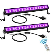uwiner 38W LED Black Light Bar Blacklight Bars with Plug and Switch Light Up 22x22ft Area for Glo...