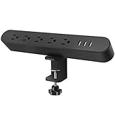 Desk Clamp Power Strip with USB,Metal Outlet Desktop Surge Protector,Standing Desk Clamp Power St...
