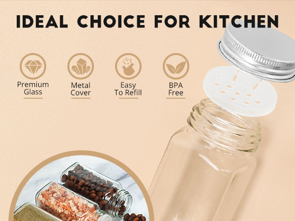 spice jars with label