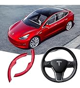 Flewfun Carbon Fiber Steering Wheel Cover Compatible with Tesla Model 3 2017-2023 / Model Y 2020-...