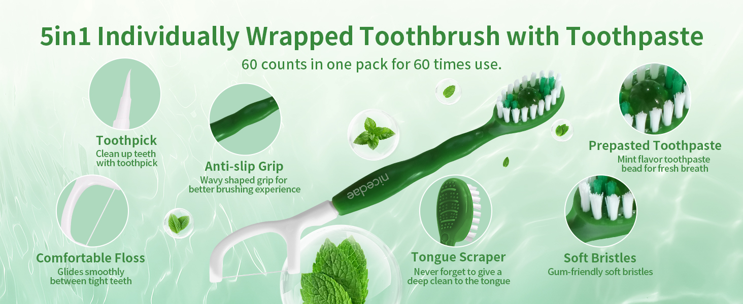 Nicedae mini toothbrush with toothpaste