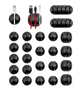 GAUENEEN 24 Pcs Cable Clips, Cord Organizer for Desk, Self Adhesive Cable Management Wire Holders...