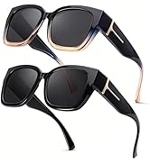 LVIOE 2 Pack Polarized Fit Over Sunglasses for Women Men Oversized Square Over Glasses Sunglasses...